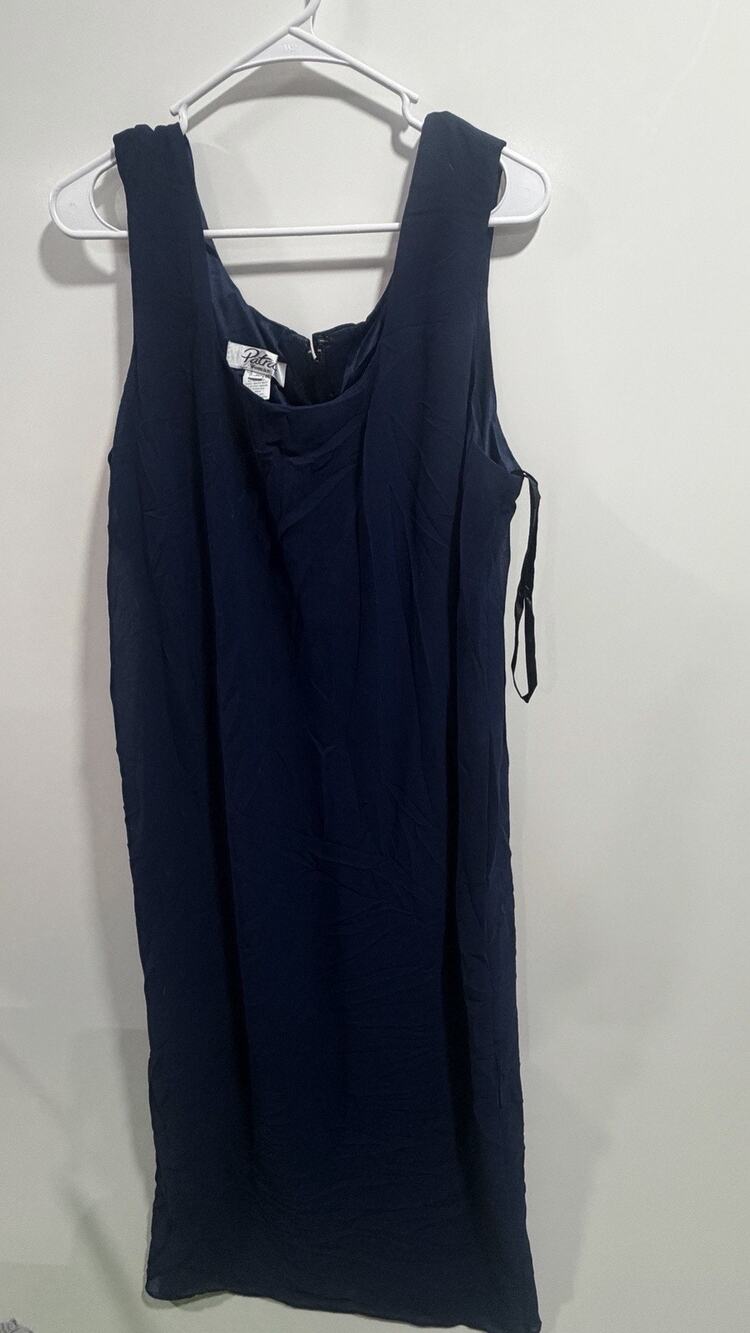 Patra Petite Dress Size 20 Navy Blue Flowing VINTAGE